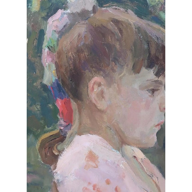 Vintage Child Portrait Oil Painting, Ukrainian Artist, 1989 55-40 For Sale - Image 4 of 6