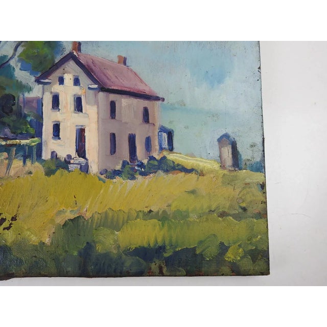 Early 20th Century Distressed Farmhouse Landscape Painting For Sale In Seattle - Image 6 of 7