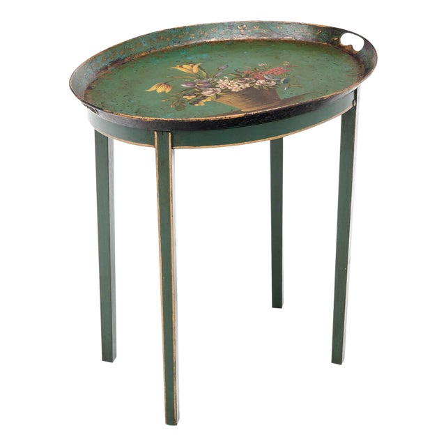 Hand-Painted French Antique Side Table For Sale