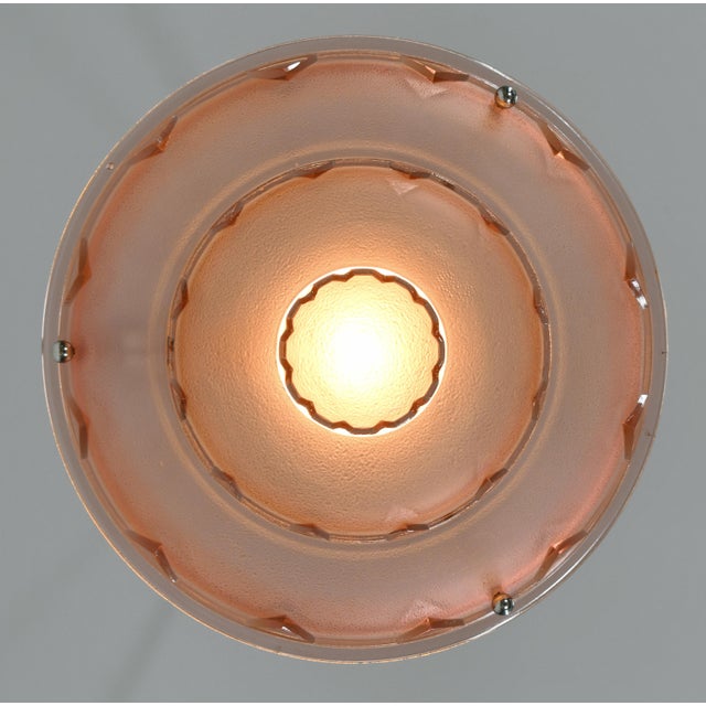 Rose French Art Deco Pendant Light by Jean Gauthier Ejg Ezan 1930s France For Sale - Image 8 of 12