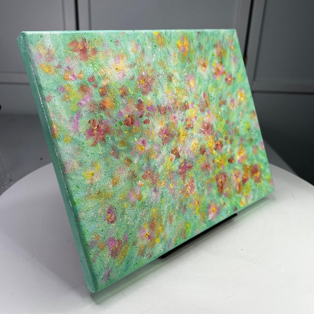 Contemporary Flowering 6 Original Acrylic Floral Painting on Stretched Canvas 8x10" Wall Art For Sale - Image 3 of 7