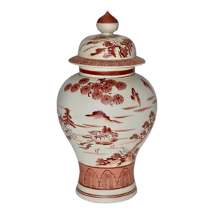 1970s Japanese Kutani Satsuma Hand Painted Earth Wear Porcelain Ginger Jar