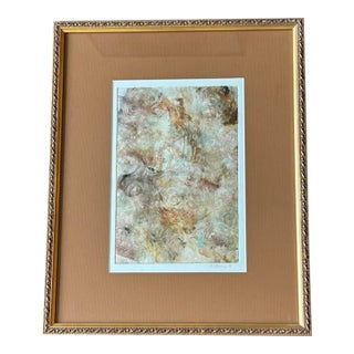 Vintage Framed Abstract Etching W/ Aquatint by K. Francis c.1991 For Sale