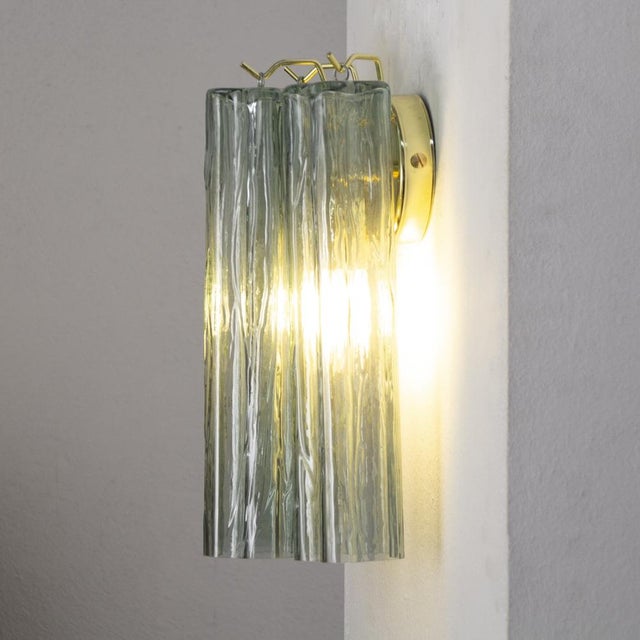 Italian Green Murano Glass Wall Lights, 1990s, Set of 2 For Sale - Image 4 of 10