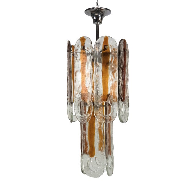 Vintage Italian Murano Glass Occhio Chandelier from Mazzega, Italy, 1970s For Sale