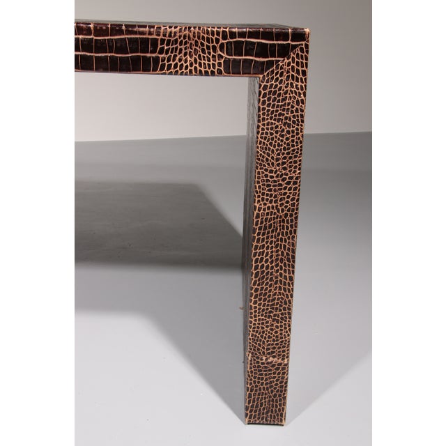 Office Brown Desk in Split Leather with Crocodile Skin Effect by Philipp Plein, 1978 For Sale - Image 13 of 18