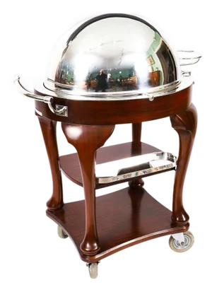 Antique Art Deco Drakes Silver Plated Beef Carving Trolley, 1930s