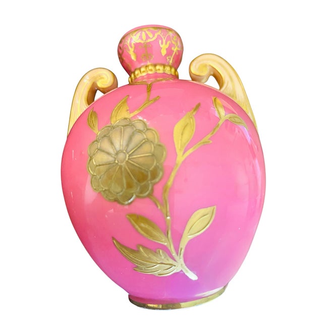Antique Royal Crown Derby Gilt Pink Amphora Vase 4 Inch High England For Sale - Image 11 of 11