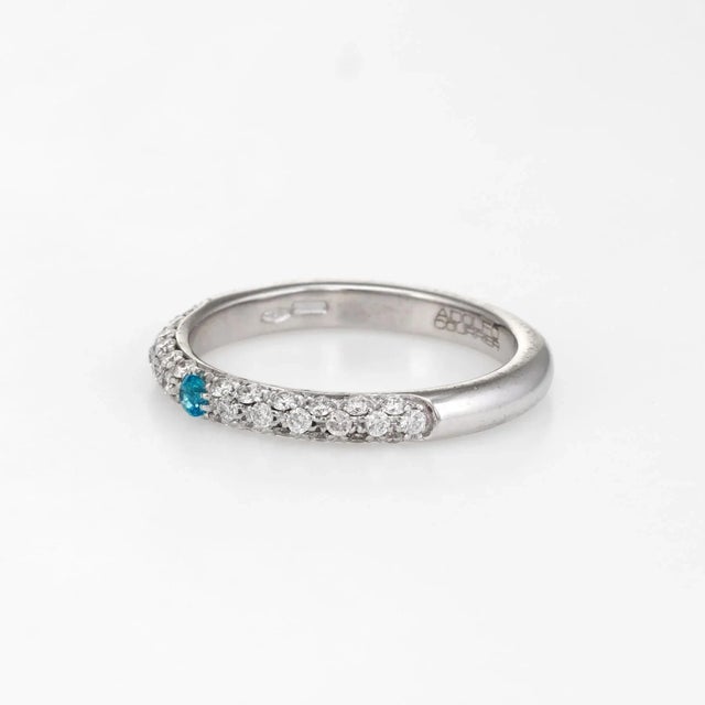 Adolfo Courrier Pave Turquoise Diamond Stacking Ring 18 Karat Gold Jewellery size 6.75 For Sale - Image 4 of 7