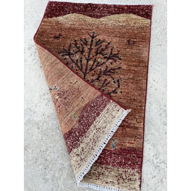 Terracotta Afghan Gabbeh Tree of Life Rug, 02'00 X 03'00 For Sale - Image 10 of 11
