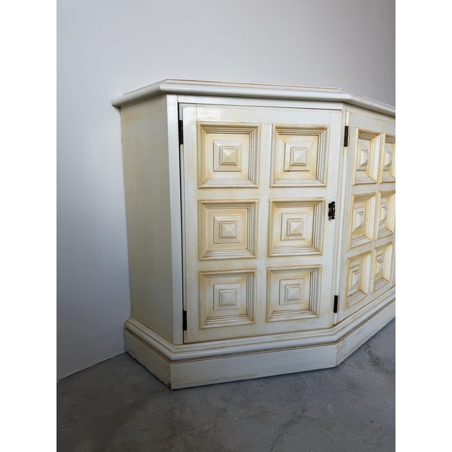 Mid Century Drexel Esperanto Buffet Credenza With Geometric Paneled Doors For Sale - Image 4 of 17