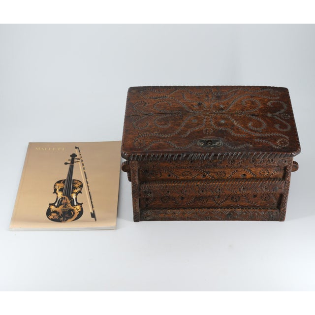 Antique Scandinavian Folk Art Carved Oak Table Chest For Sale - Image 5 of 15