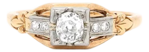 Edwardian 14k Yellow & White Gold Five Stone Old European Cut Diamond Ring
