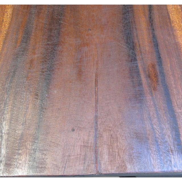 Wood 70" Long Hand Carved Modern Sculptural Bench in Ebony & Brown For Sale - Image 7 of 7