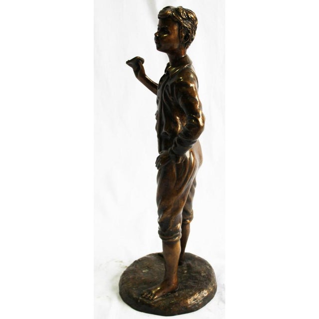 20th Century French Bronze Figure of a Boy For Sale - Image 5 of 7