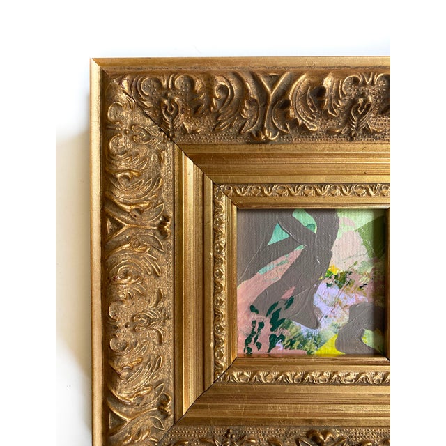 Abstract "Always Changing" Mini Painting With Vintage Frame by Jessalin Beutler For Sale - Image 3 of 3