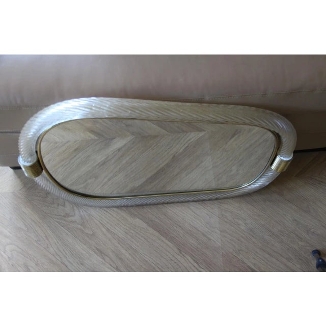 Twisted White Murano Glass Mirror in the style of Barovier, 2000s For Sale - Image 11 of 18
