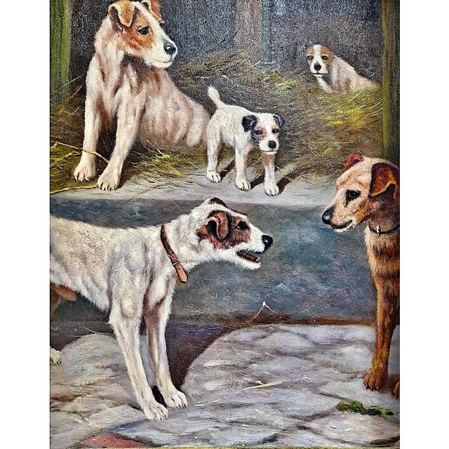 Late 20th Century “Jack Russells in a Barn” by f.m. Hollams (1877-1963) For Sale - Image 5 of 8