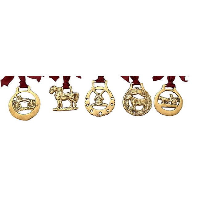19thc. English Horse Brass Farm Ornaments, Set of 5 Chairish