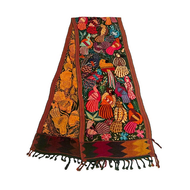 Vintage Hand Embroidered Mexican Textile Wall Hanging For Sale - Image 4 of 13