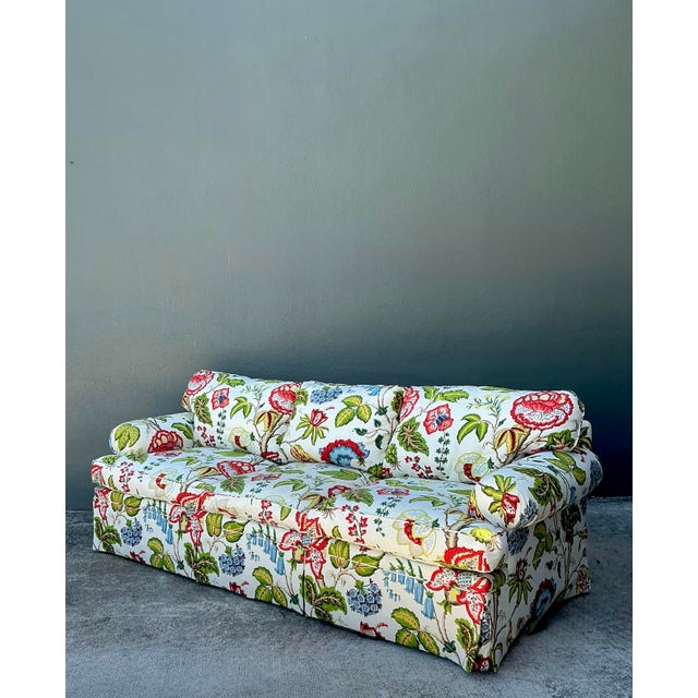 Vintage Custom Sofa in Schumacher Classic “Tree of Life” For Sale - Image 11 of 12