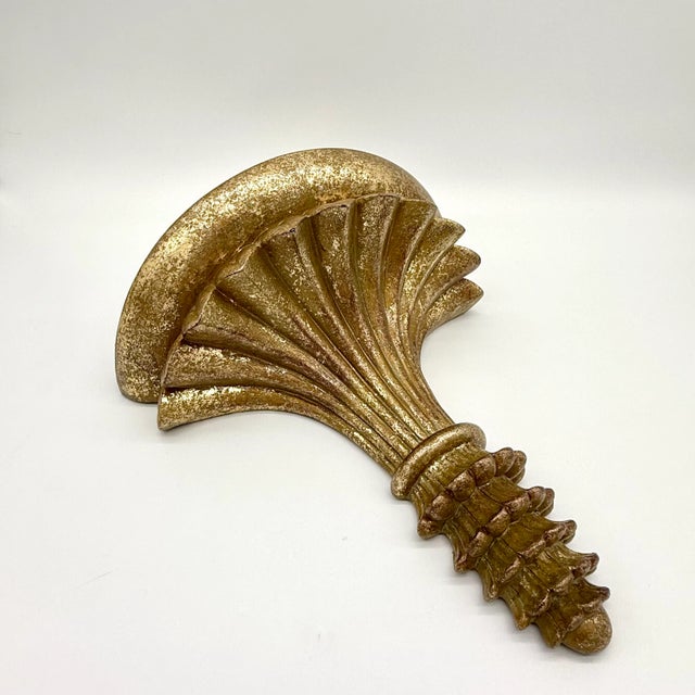Hollywood Regency Large Vintage Gilded Wall Bracket For Sale - Image 3 of 7