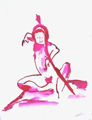 "Circus Artist" Contemporary Figurative Drawing of a Model by Martha Holden