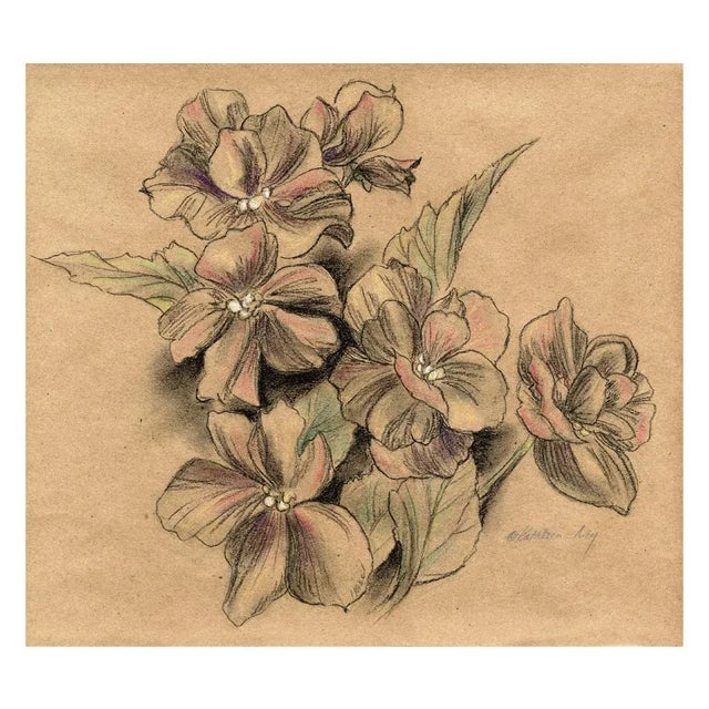 Kathleen Ney Floral I on Kraft Paper Drawing Chairish