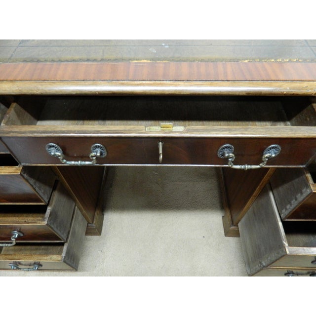 Wood Vintage Mahogany Veneer Pedestal Desk, 1950s For Sale - Image 7 of 11
