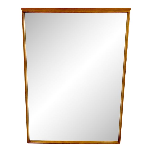 Danish Mid Century Modern Sleek Frame Rectangle Wall Mirror For Sale