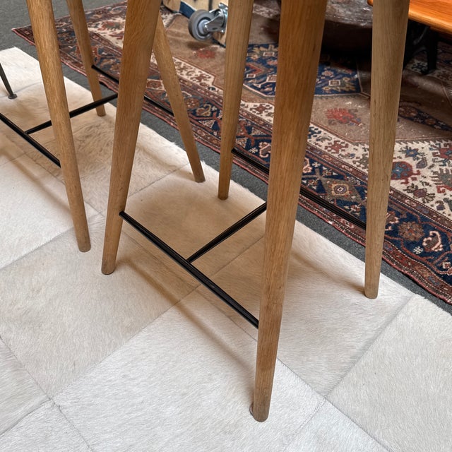 Space Copenhagen for Mater Soaped Oak Wood Counter Stools, Pair For Sale - Image 11 of 12