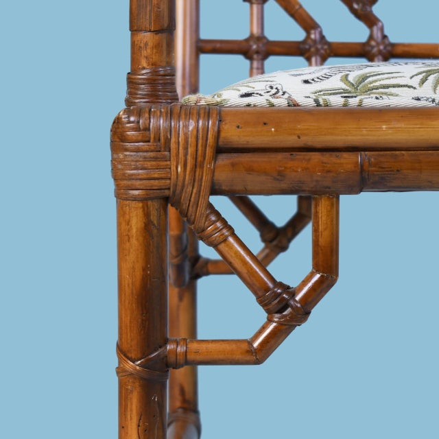 Pair of Fretwork British Colonial Arm Chairs For Sale - Image 4 of 7