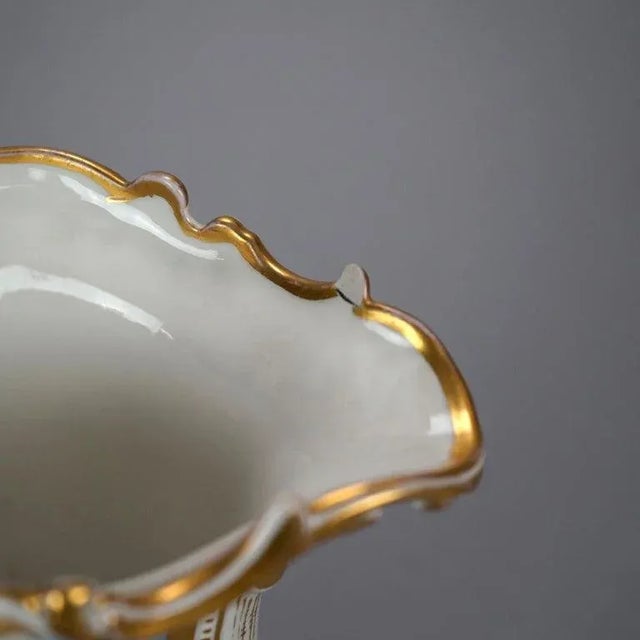 Pair Antique German Porcelain Hand Painted & Gilt Scenic Vases 19th Century For Sale - Image 11 of 12