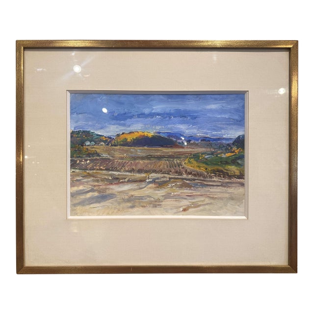 20th Century French Beach Painting in Giltwood Frame Signed Andre Barriere For Sale