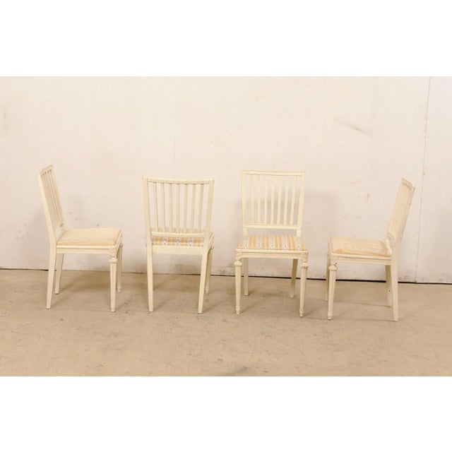 Textile Mid 20th Century Swedish Side Chairs, Cream Finish - Set of 6 For Sale - Image 7 of 12