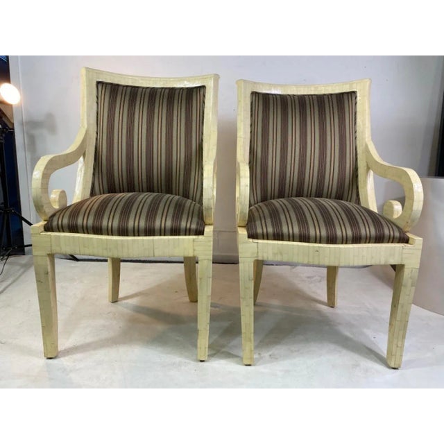 Modern 1970s Enrique Garcel Tessellated Bone Armchairs - A Pair For Sale - Image 3 of 7