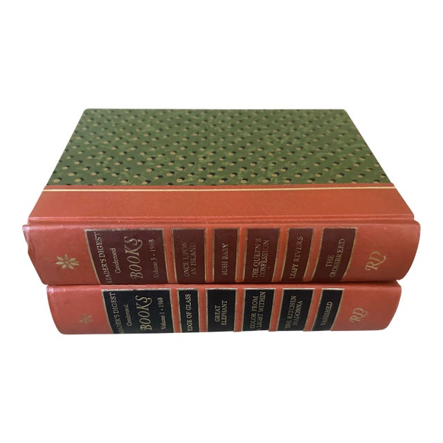 Vintage Reader’s Digest Condensed Books – Rust & Green Mid-Century Decorative Set of 2 For Sale