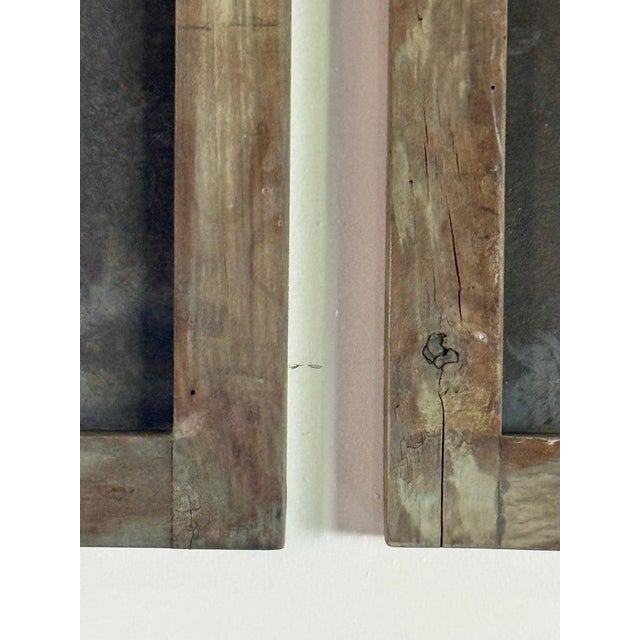 Pair of 19th Century Painted Folk Art Arched Mirrors With Heraldic Lion Crests For Sale In Los Angeles - Image 6 of 13