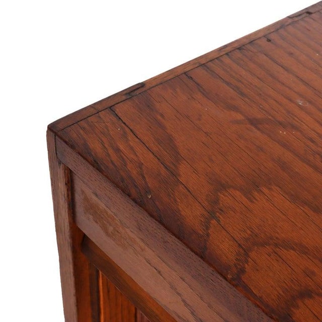 Antique Oak Roll Front Cabinet C1920 For Sale - Image 4 of 11