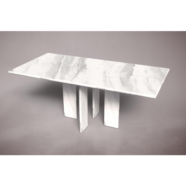 Modern Luna Rectangular Carrara Marble Dining Table 76" For Sale - Image 3 of 5