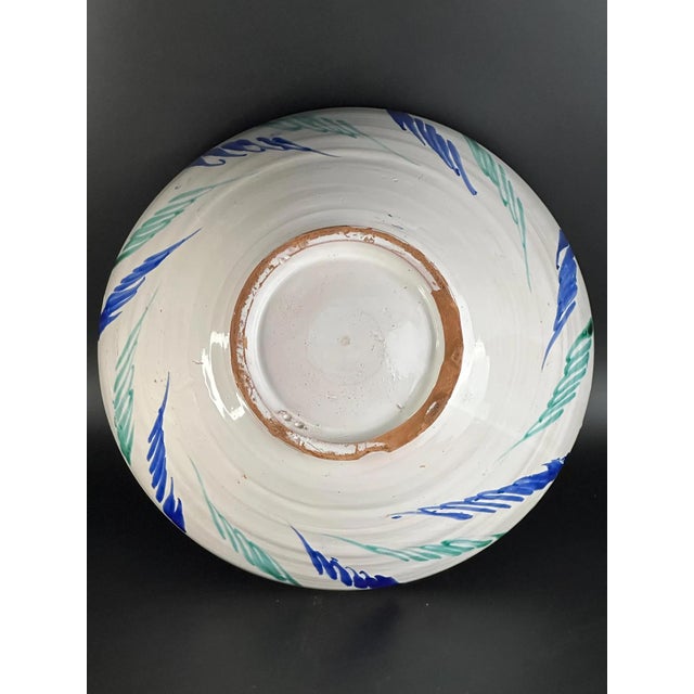 Ceramic Large Fajalauza Granada Lebrillo Bowl in Hand-Painted Andalusian Faience with Blue and Green Decoration For Sale - Image 7 of 8