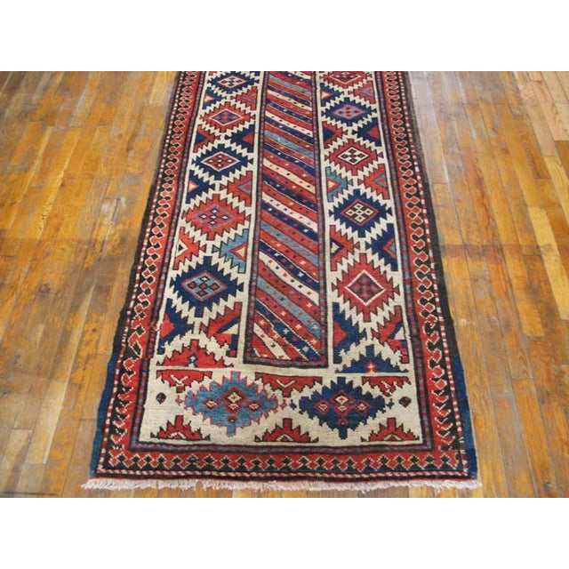 1900s Multicolor Geometric Tribal Antique n.w. Persian Rug 3'2" X 9'2" Handmade Wool Carpet For Sale In New York - Image 6 of 6