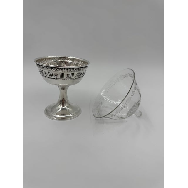 1930s 1930s Matthew Co. Sterling and Crystal Compote or Cocktail Glass For Sale - Image 5 of 8