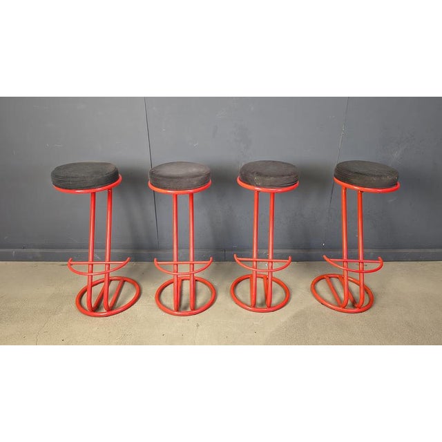 Metal Bar Stools, 1980s, Set of 4 For Sale - Image 12 of 13