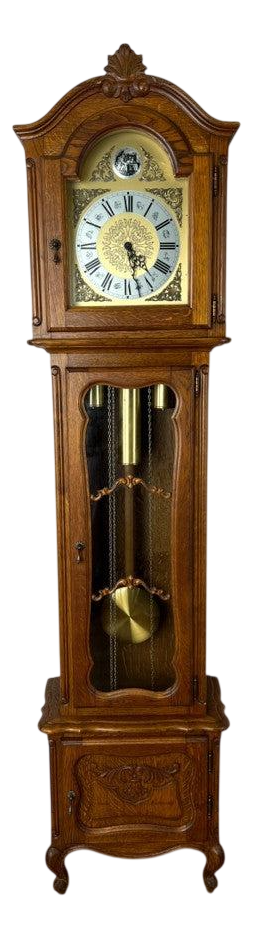 Vintage French Louis Style Oak Grandfather Clock