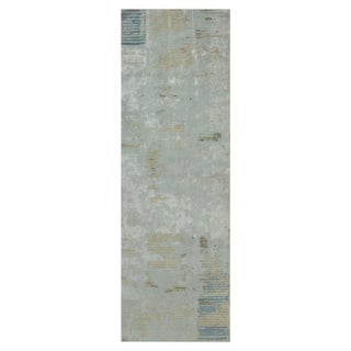Ethereal Terrain – Modern Hand-Knotted Silk and Wool Runner by Doris Leslie Blau For Sale
