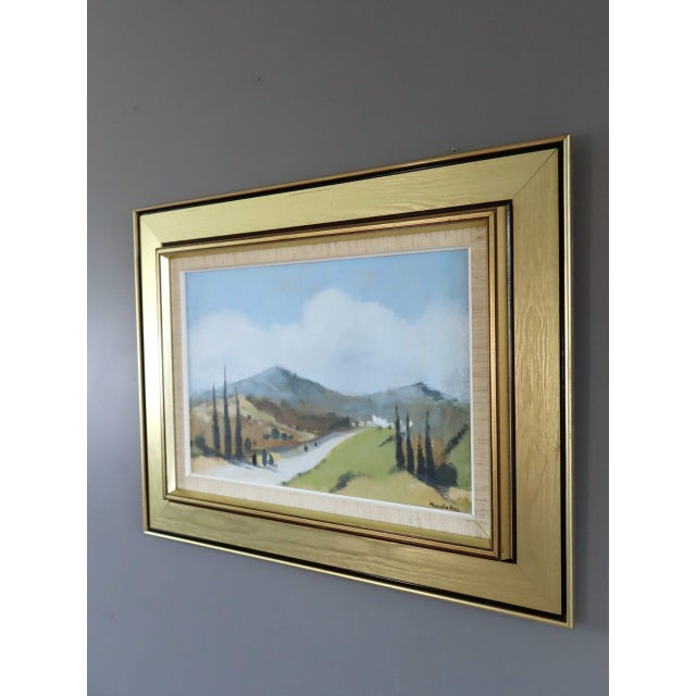 Mid 20th Century Mid-Century Modern 'Road Through Soft Hills' Vintage Swedish Original Landscape Oil Painting, Framed For Sale - Image 5 of 11