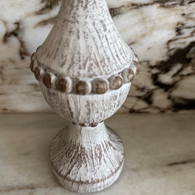 Vintage handmade gray patina finish French style finial.