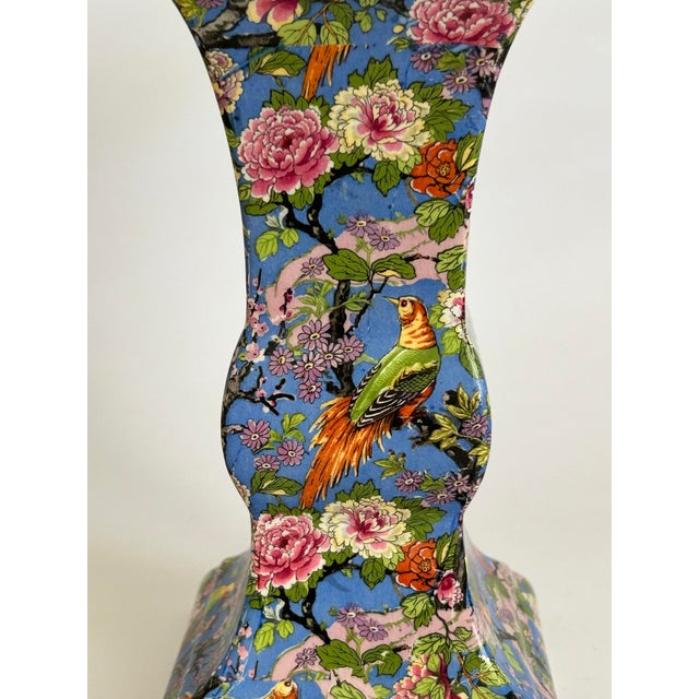 Antique Crown Ducal Blue Chintz Vase, Made in England For Sale - Image 10 of 12