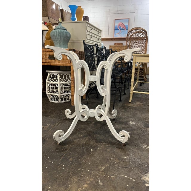 Vintage Cast Aluminum Curlicue Patio Dining Table Base For Sale In Tampa - Image 6 of 9
